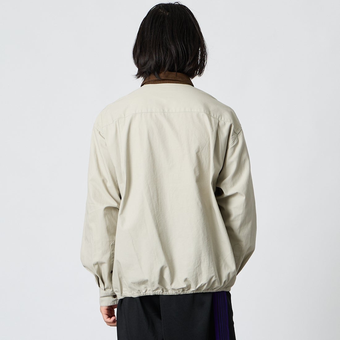 Gymphlex [ジムフレックス] ロングスリーブショートシャツ [GY-B0504CZX] BEIGE/BROW &&モデル身長：175cm 着用サイズ：M&&