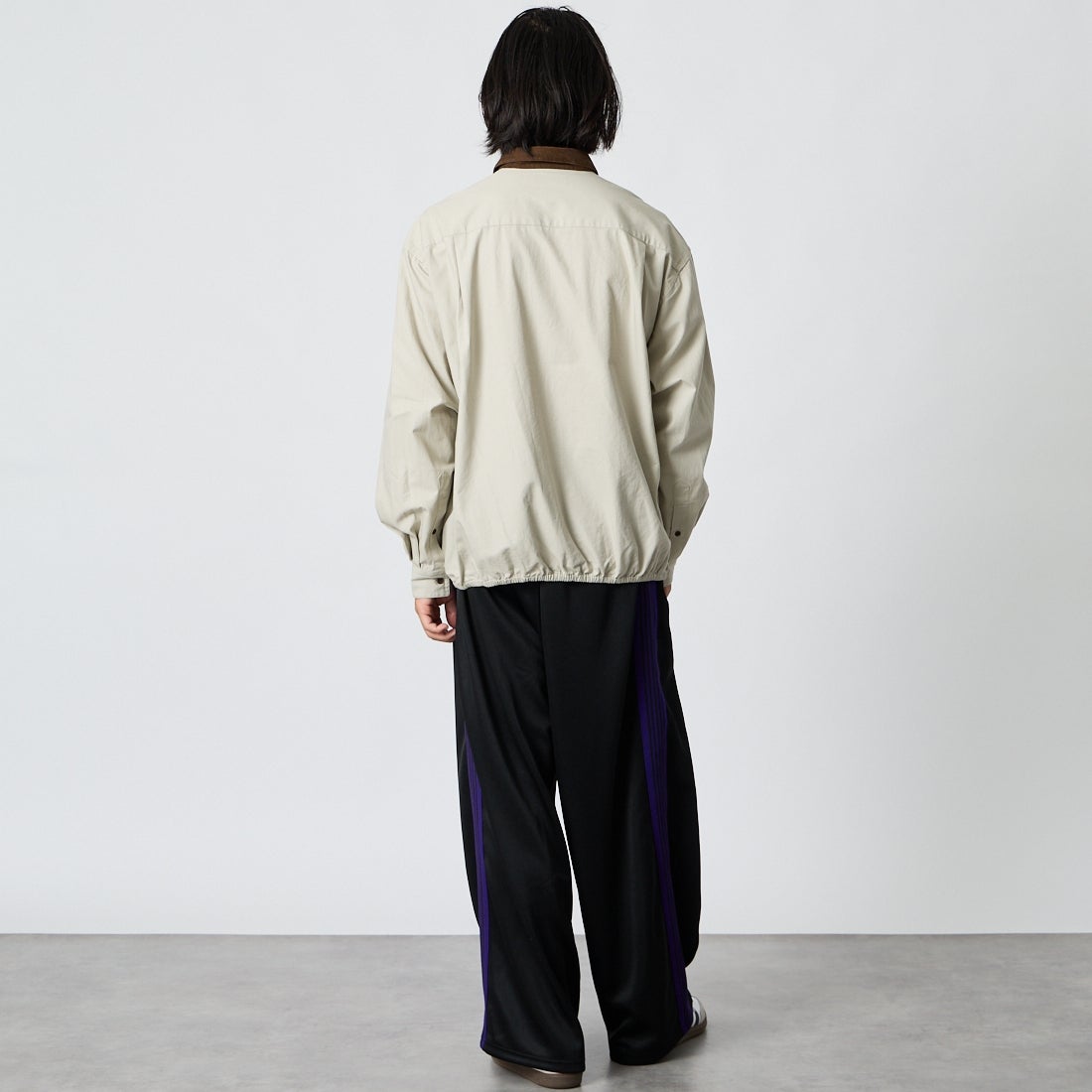Gymphlex [ジムフレックス] ロングスリーブショートシャツ [GY-B0504CZX] BEIGE/BROW &&モデル身長：175cm 着用サイズ：M&&