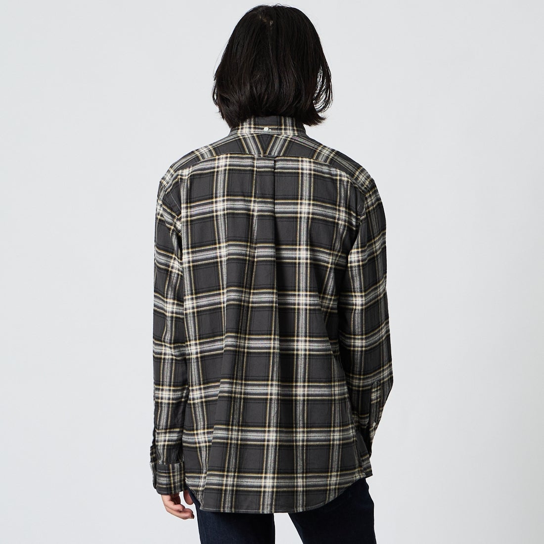 Gymphlex [ジムフレックス] ロングスリーブ チェックボタンダウンシャツ [GY-B0196ZFG] CHR/BLK CK &&モデル身長：175cm 着用サイズ：M&&