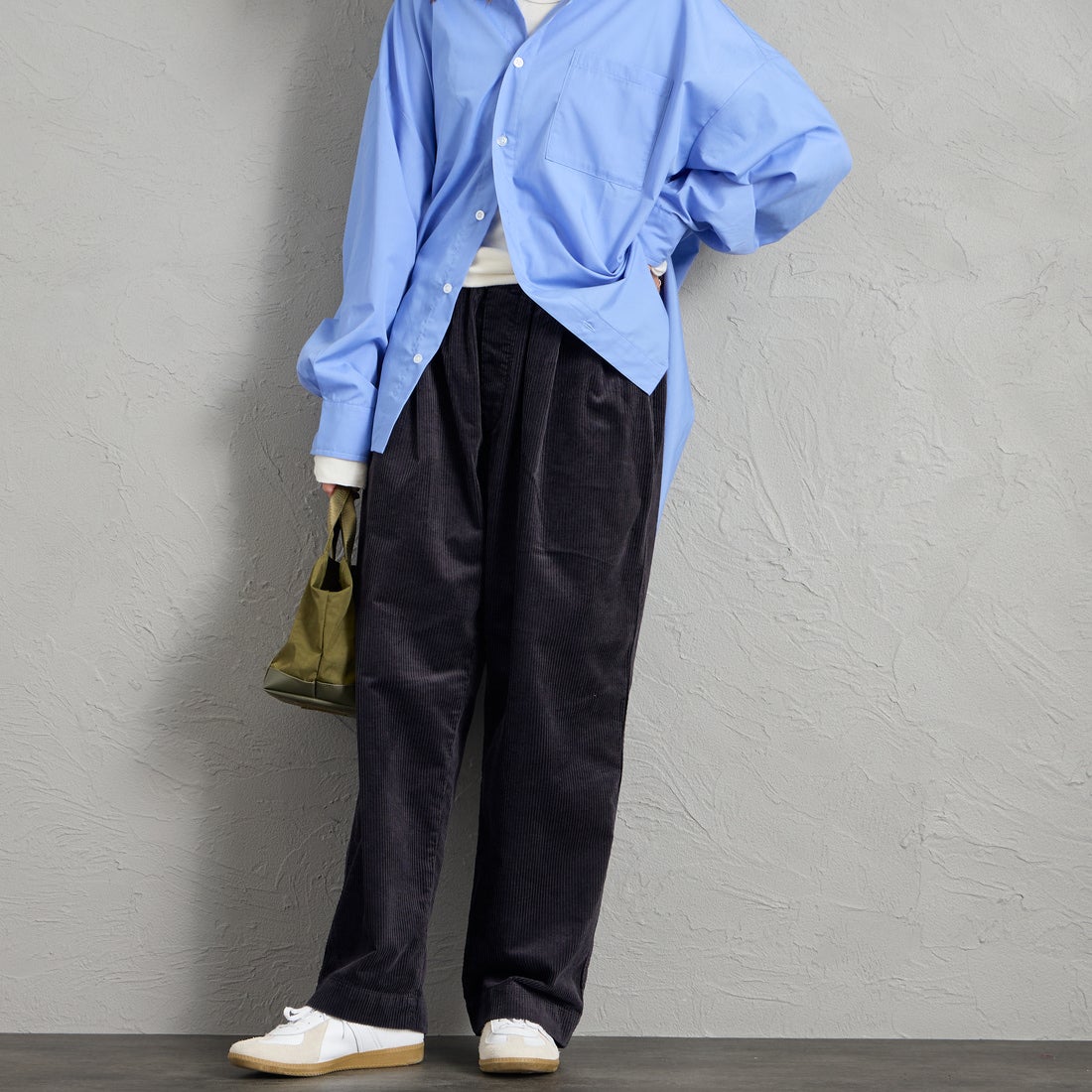 DANTON [ダントン] コーデュロイイージーパンツ [DT-E0318CDU] CHARCOAL &&モデル身長：159cm 着用サイズ：36&&