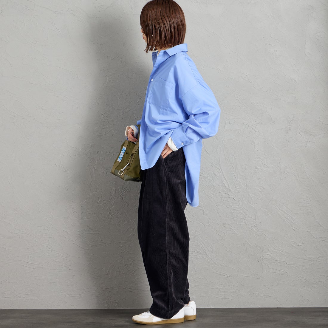 DANTON [ダントン] コーデュロイイージーパンツ [DT-E0318CDU] CHARCOAL &&モデル身長：159cm 着用サイズ：36&&