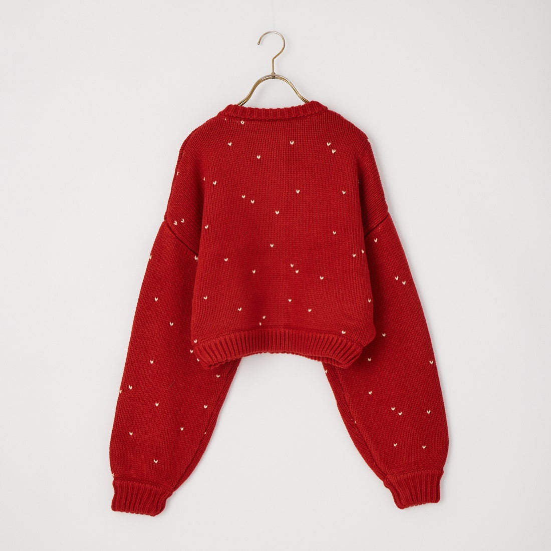 WILLFULLY [ウィルフリー] ショート ハートドットジャカード リバーシブルニットカーディガン [2622-NT-20] RED/TAN