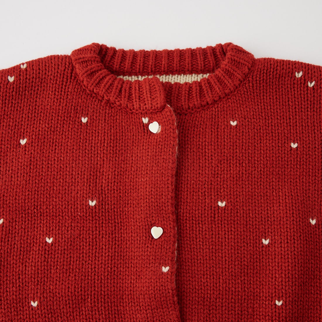 WILLFULLY [ウィルフリー] ショート ハートドットジャカード リバーシブルニットカーディガン [2622-NT-20] RED/TAN