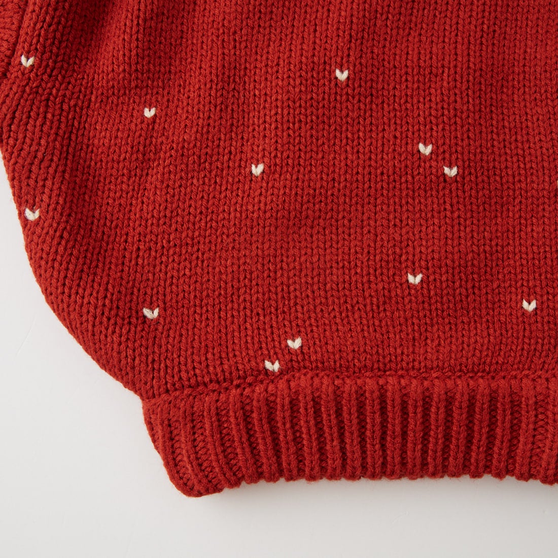 WILLFULLY [ウィルフリー] ショート ハートドットジャカード リバーシブルニットカーディガン [2622-NT-20] RED/TAN