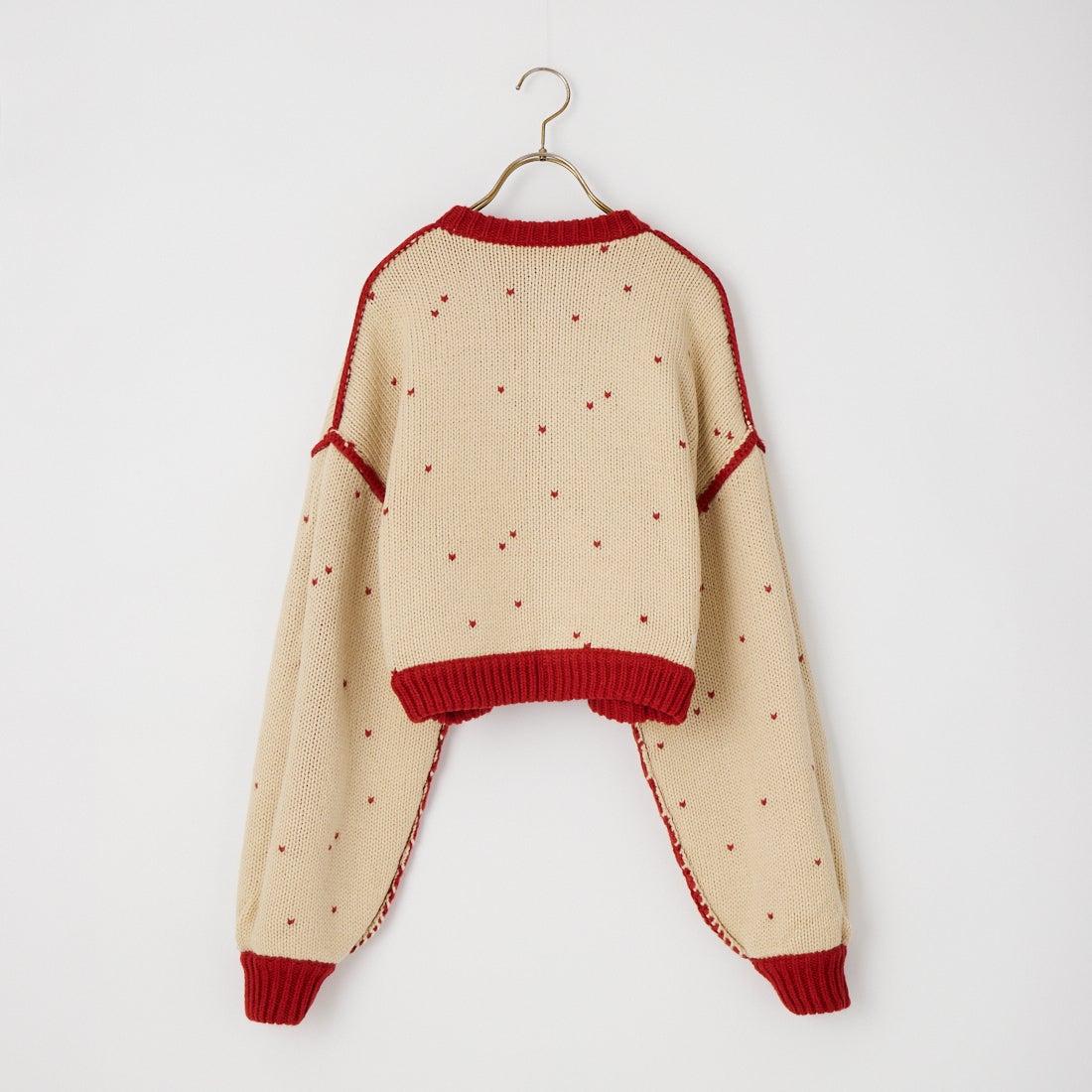 WILLFULLY [ウィルフリー] ショート ハートドットジャカード リバーシブルニットカーディガン [2622-NT-20] RED/TAN