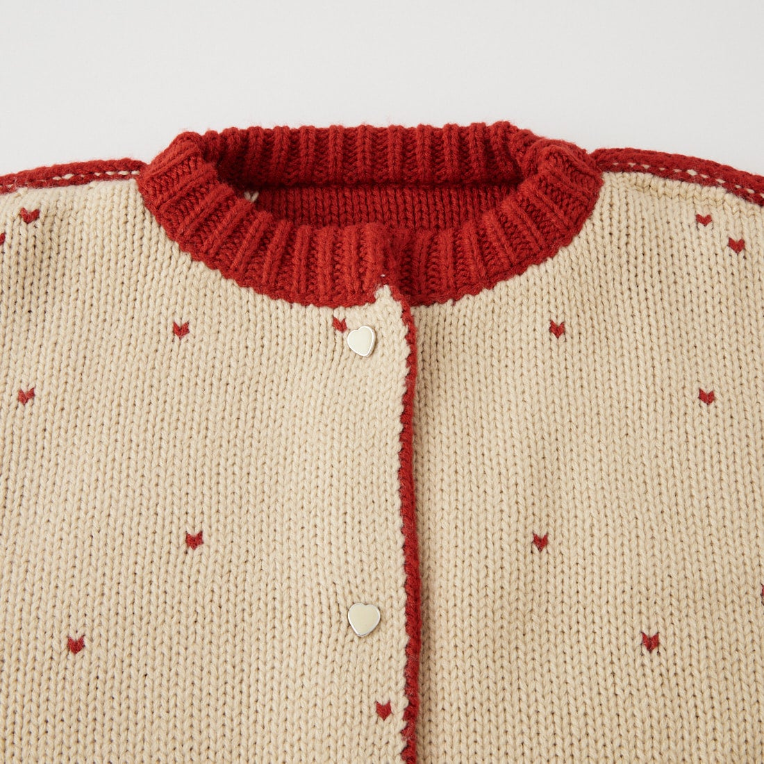 WILLFULLY [ウィルフリー] ショート ハートドットジャカード リバーシブルニットカーディガン [2622-NT-20] RED/TAN