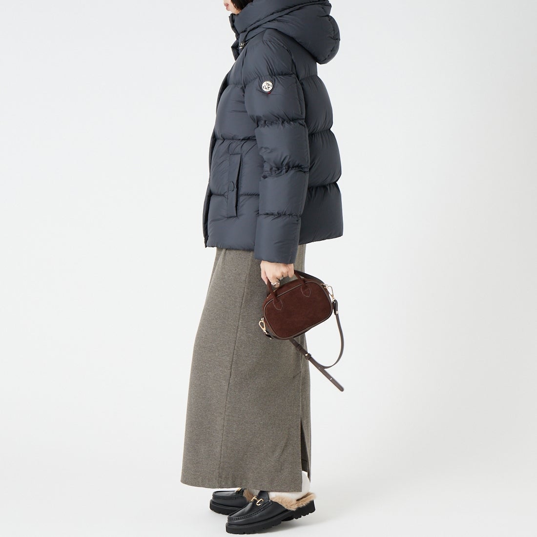 CAPE HORN [ケープホーン] ESQUEL / エスケル ダウンジャケット [D2542] 500 BLACK &&モデル身長：162cm 着用サイズ：40&&