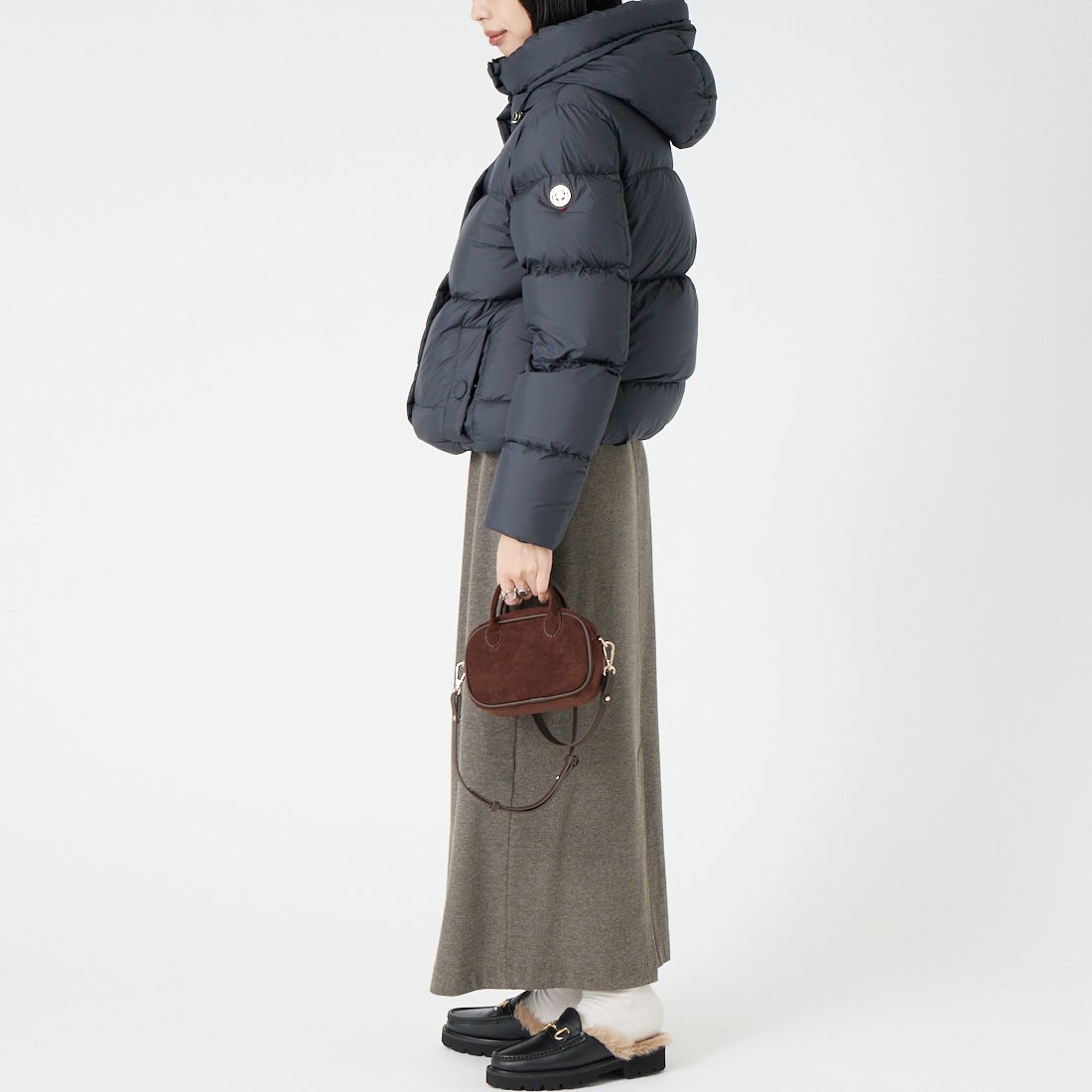 CAPE HORN [ケープホーン] ESQUEL / エスケル ダウンジャケット [D2542] 500 BLACK &&モデル身長：162cm 着用サイズ：40&&