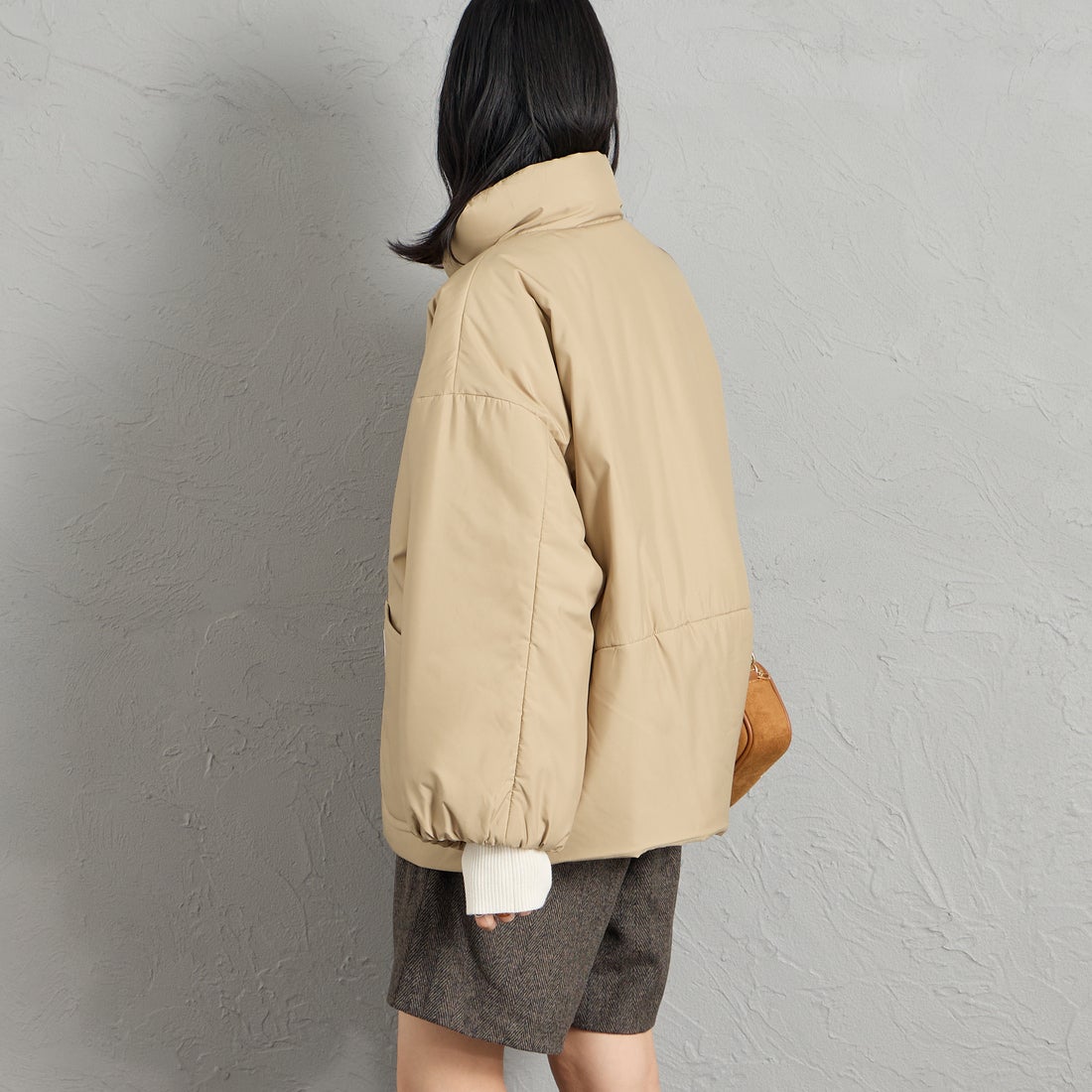 ORCIVAL [オーシバル] スタンドカラーブルゾン [OR-A0830RTF] BEIGE &&モデル身長：162cm 着用サイズ：1&&