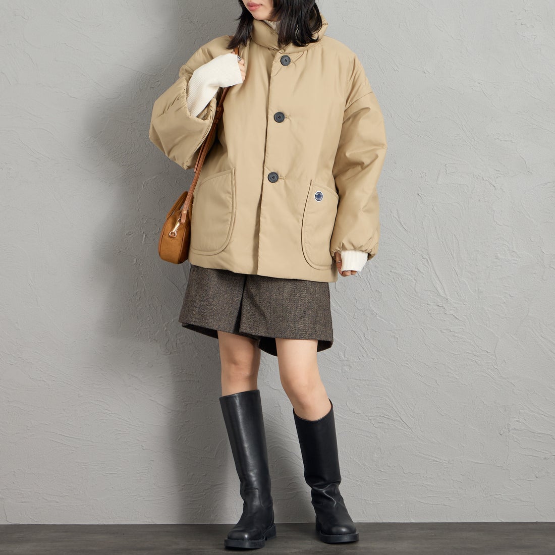 ORCIVAL [オーシバル] スタンドカラーブルゾン [OR-A0830RTF] BEIGE &&モデル身長：162cm 着用サイズ：1&&
