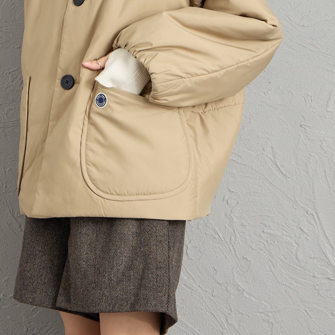 ORCIVAL [オーシバル] スタンドカラーブルゾン [OR-A0830RTF] BEIGE &&モデル身長：162cm 着用サイズ：1&&