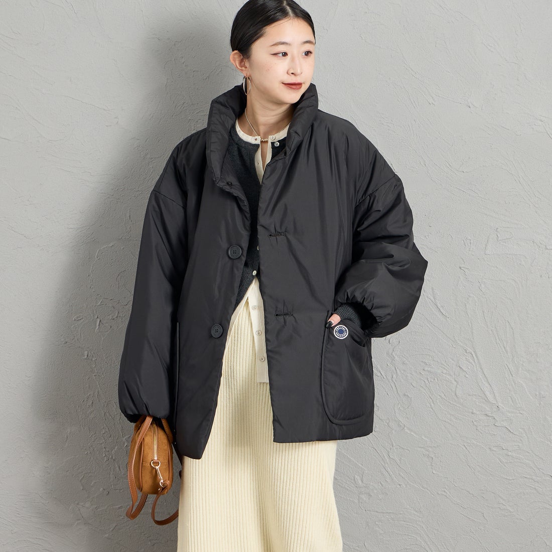 ORCIVAL [オーシバル] スタンドカラーブルゾン [OR-A0830RTF] BLACK &&モデル身長：150cm 着用サイズ：1&&