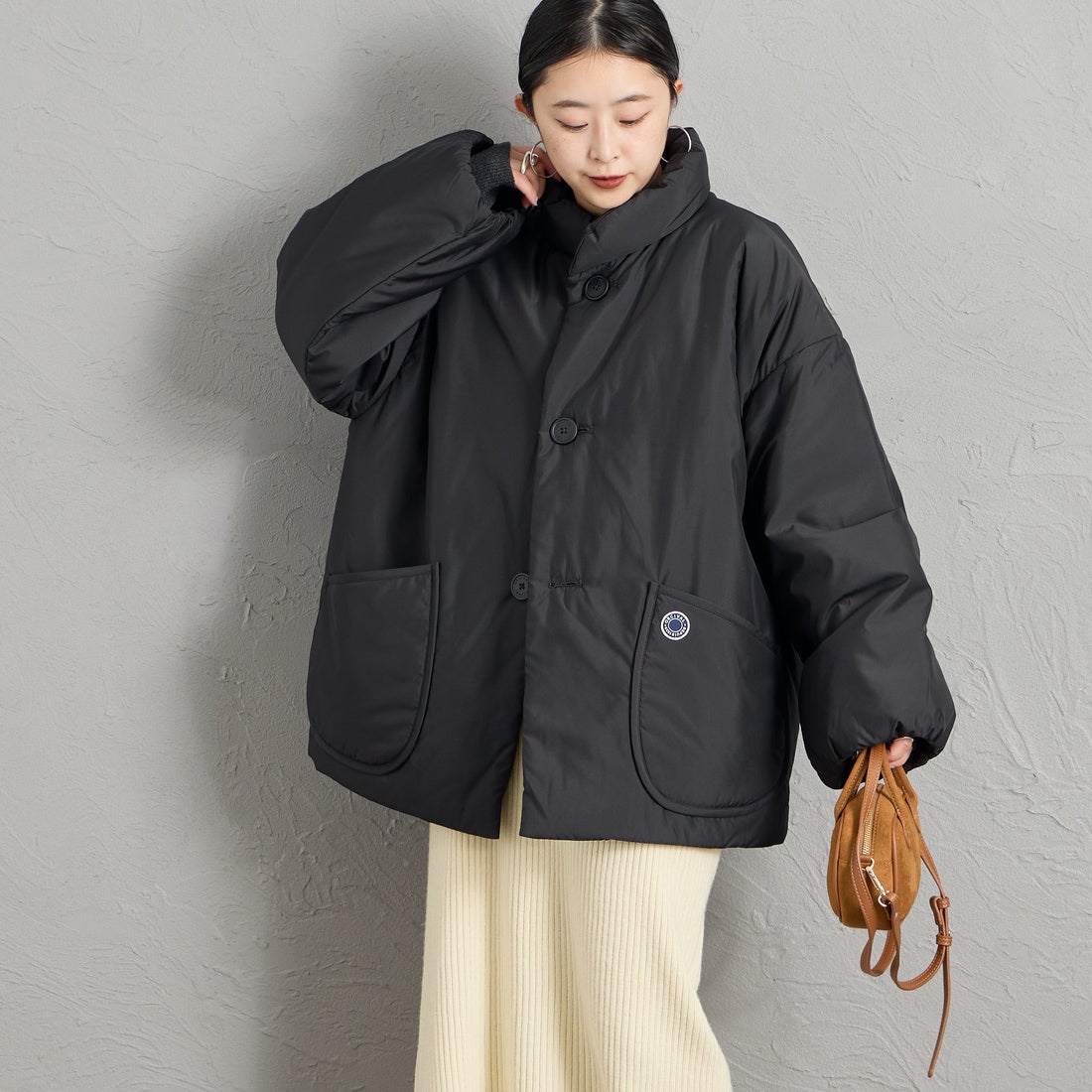 ORCIVAL [オーシバル] スタンドカラーブルゾン [OR-A0830RTF] BLACK &&モデル身長：150cm 着用サイズ：1&&
