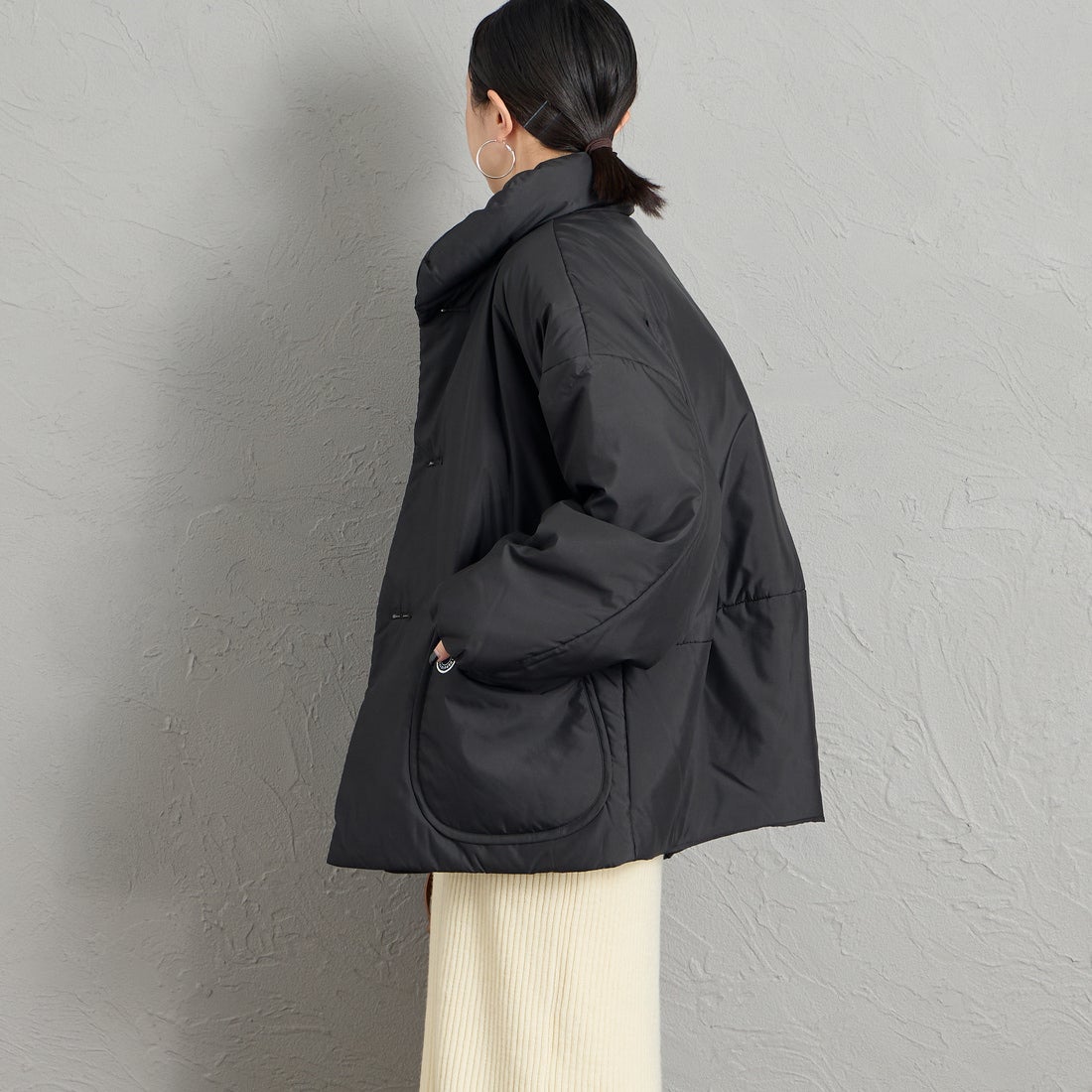 ORCIVAL [オーシバル] スタンドカラーブルゾン [OR-A0830RTF] BLACK &&モデル身長：150cm 着用サイズ：1&&
