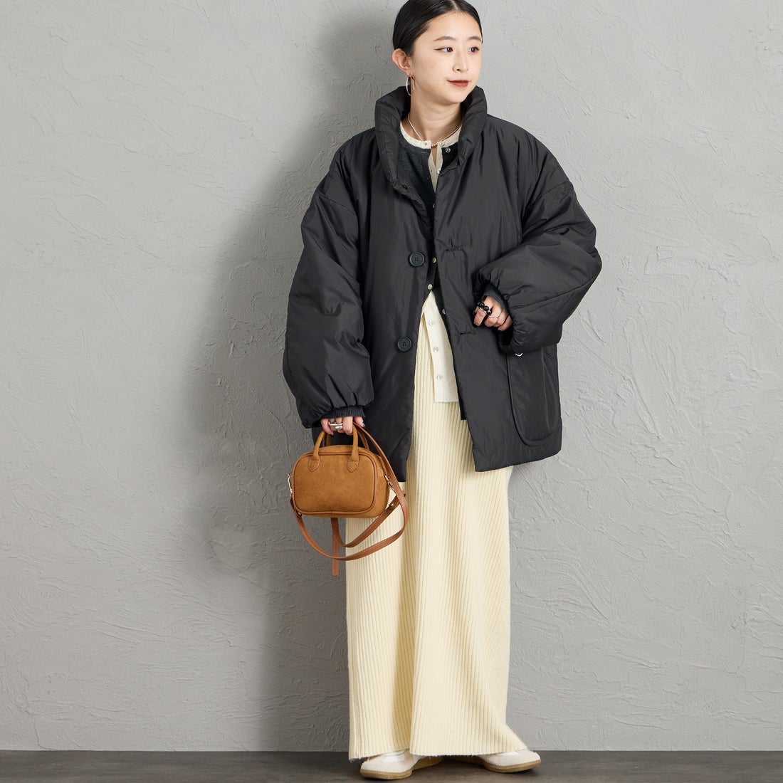 ORCIVAL [オーシバル] スタンドカラーブルゾン [OR-A0830RTF] BLACK &&モデル身長：150cm 着用サイズ：1&&