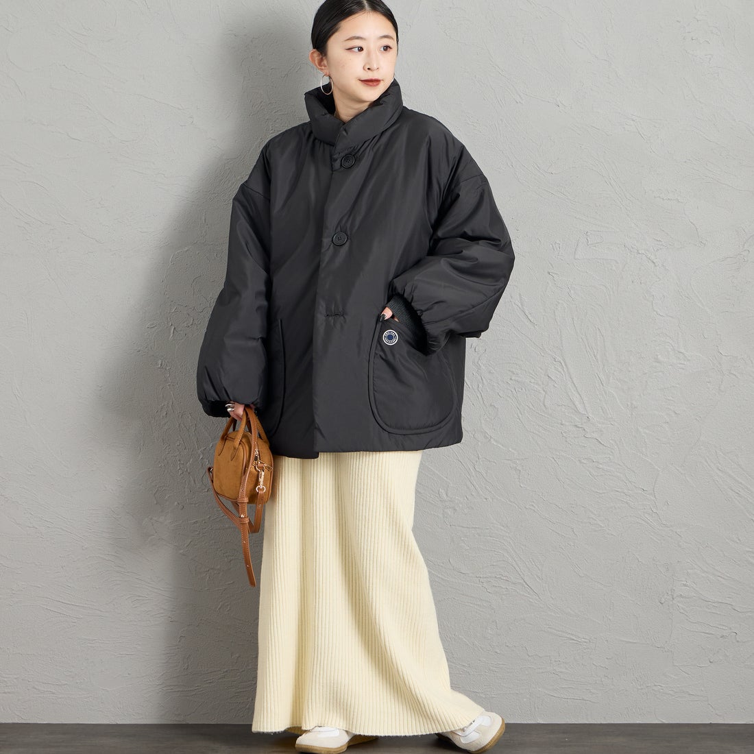 ORCIVAL [オーシバル] スタンドカラーブルゾン [OR-A0830RTF] BLACK &&モデル身長：150cm 着用サイズ：1&&