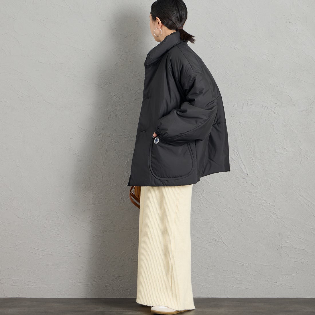 ORCIVAL [オーシバル] スタンドカラーブルゾン [OR-A0830RTF] BLACK &&モデル身長：150cm 着用サイズ：1&&