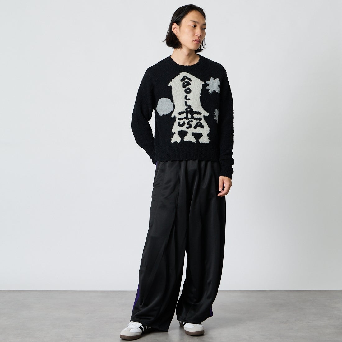DAIRIKU [ダイリク] DANNY ピリングニット [DA-26AW-K1] BLACK &&モデル身長：175cm 着用サイズ：M&&