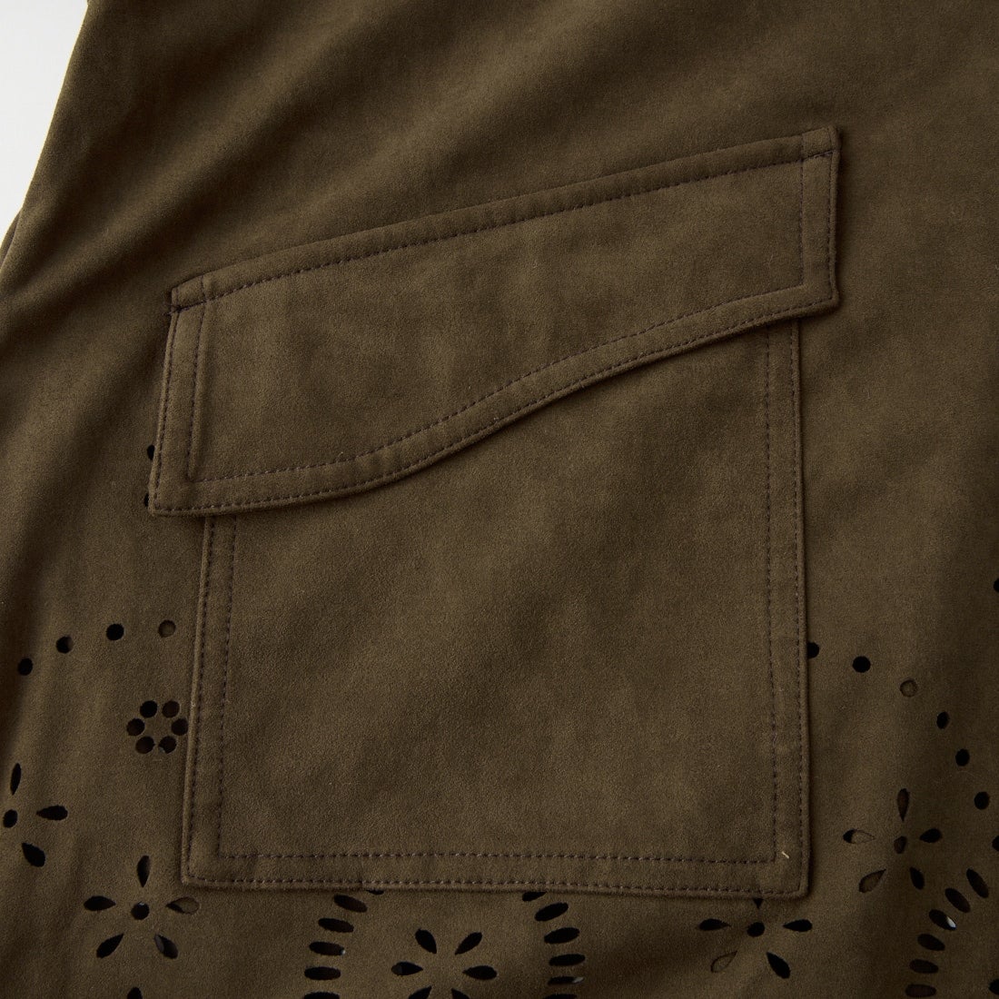 WILLFULLY [ウィルフリー] スカラップパンチ フェイクスエード シャツジャケット [2622-OU-10] D/BROWN