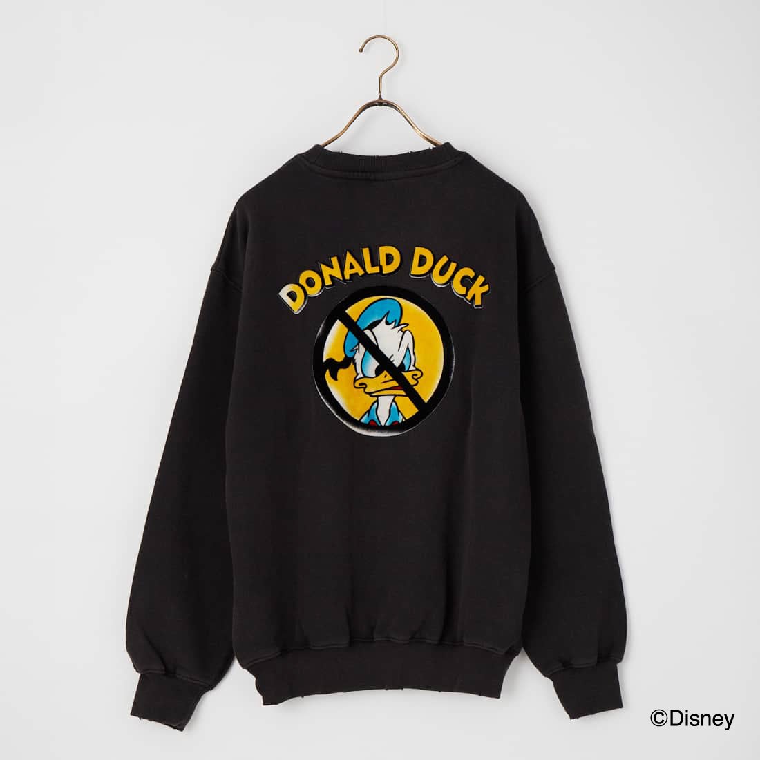 Jeans Factory Clothes [ジーンズファクトリークローズ] キャラダメージスウェット / DONALD DUCK [JFC-264-074] BLACK