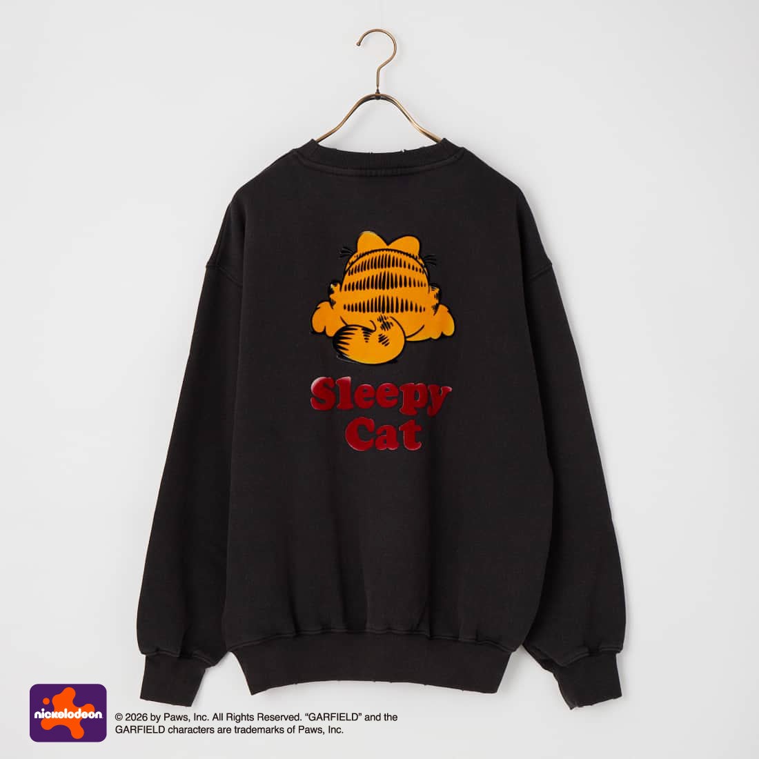 Jeans Factory Clothes [ジーンズファクトリークローズ] キャラダメージスウェット / GARFIELD [JFC-264-075] BLACK