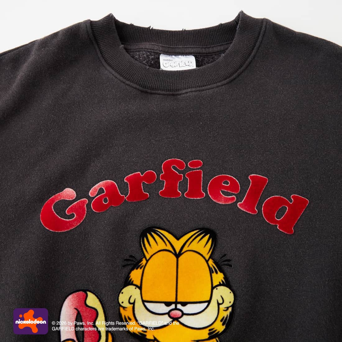 Jeans Factory Clothes [ジーンズファクトリークローズ] キャラダメージスウェット / GARFIELD [JFC-264-075] BLACK