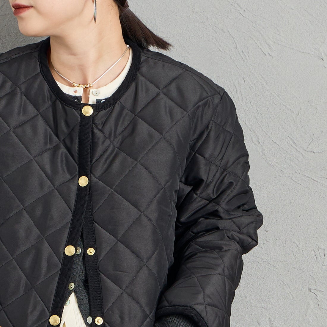 Traditional Weatherwear [トラディショナル ウェザーウェア] ARKLEY / アークリー Aライン [APQCO0484AA] AA01 BK/BK &&モデル身長：150cm 着用サイズ：34&&