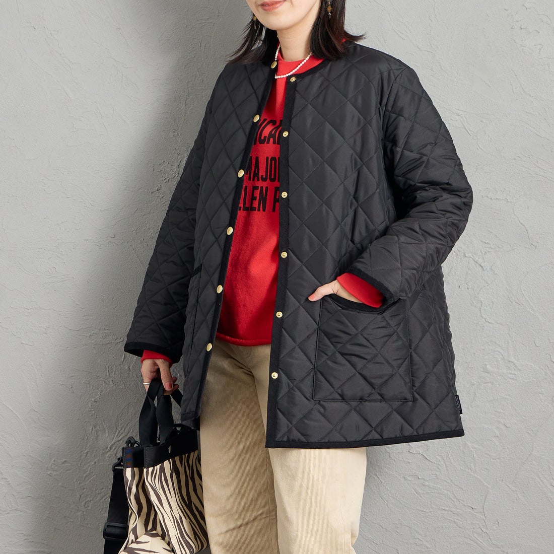 Traditional Weatherwear [トラディショナル ウェザーウェア] ARKLEY / アークリー Aライン ミドル [APQCO0485AA] AA01 BK/BK &&モデル身長：160cm 着用サイズ：34&&