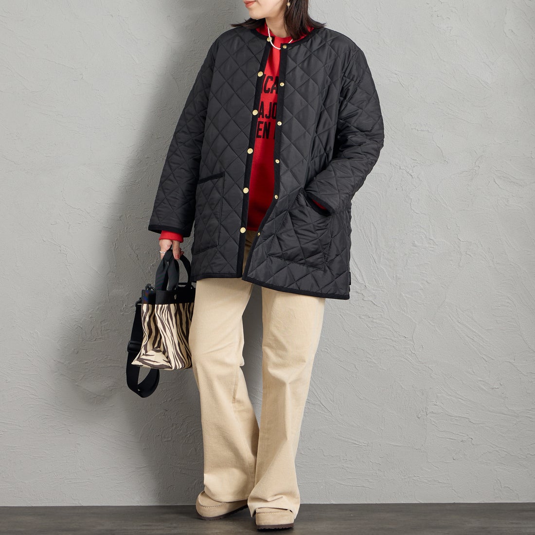 Traditional Weatherwear [トラディショナル ウェザーウェア] ARKLEY / アークリー Aライン ミドル [APQCO0485AA] AA01 BK/BK &&モデル身長：160cm 着用サイズ：34&&