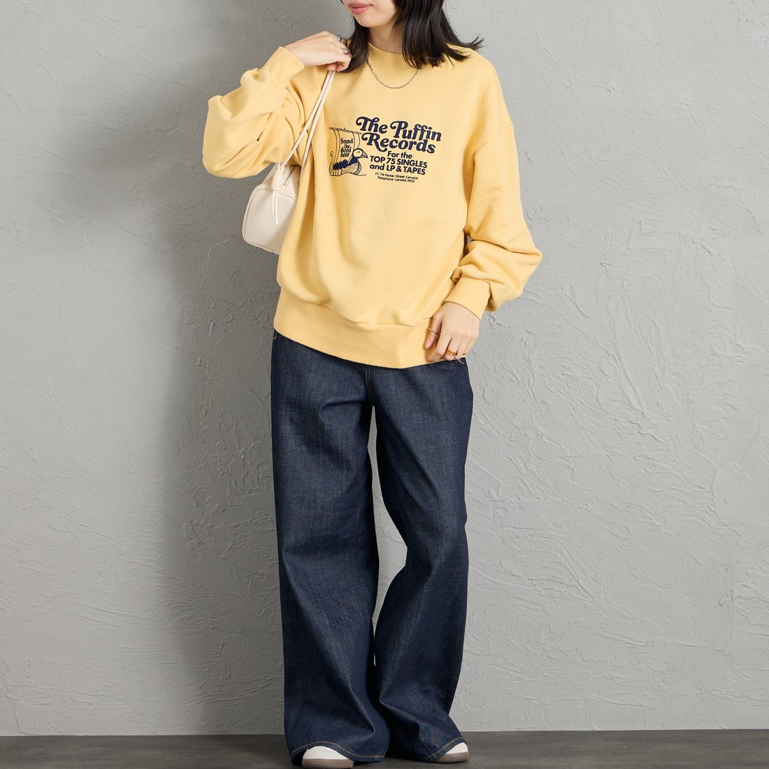 THE SHINZONE [ザ シンゾーン] The Puffin Records スウェットシャツ [26AMSCU09] 54 CORN YE &&モデル身長：162cm 着用サイズ：F0&&