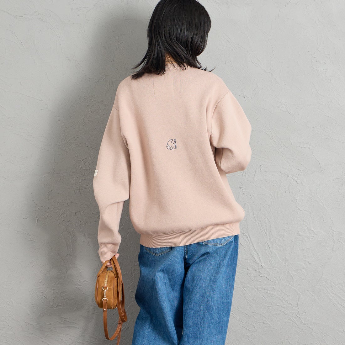 NORDISK [ノルディスク] 別注 HYGGE ジャガードロゴニット [NU21803-JF] PINK &&モデル身長：162cm 着用サイズ：S&&