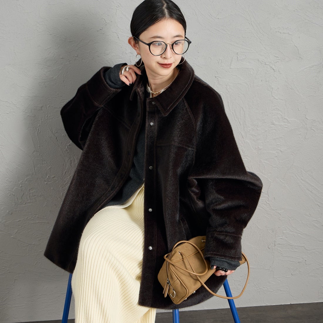 BROWN&&モデル身長：150cm 着用サイズ：F&&
