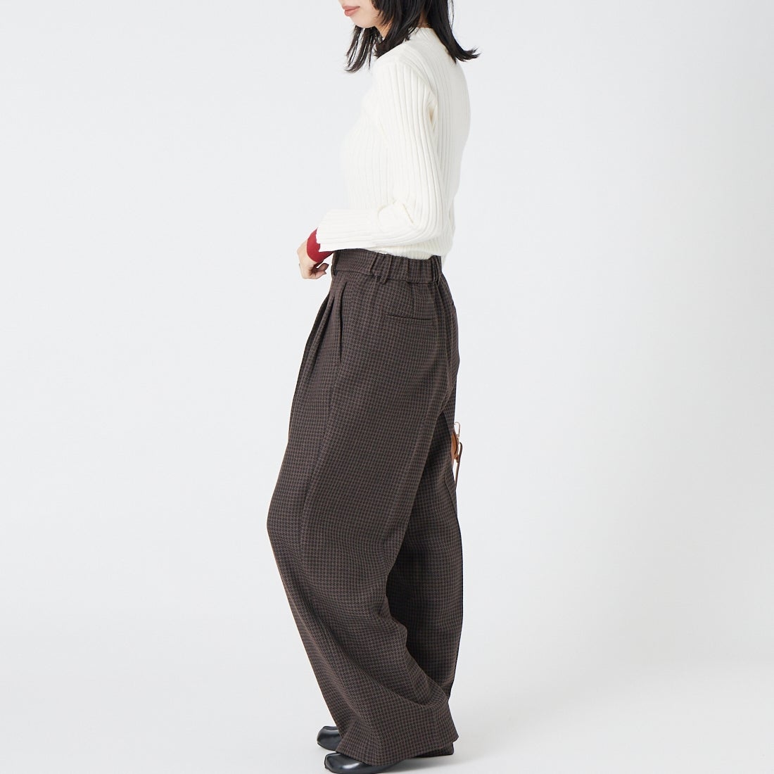 Jf Ready Made [ジェイエフレディメイド] バイカラー リブニット [929-16010] ｱｲﾎﾞﾘｰ &&モデル身長：162cm 着用サイズ：F&&