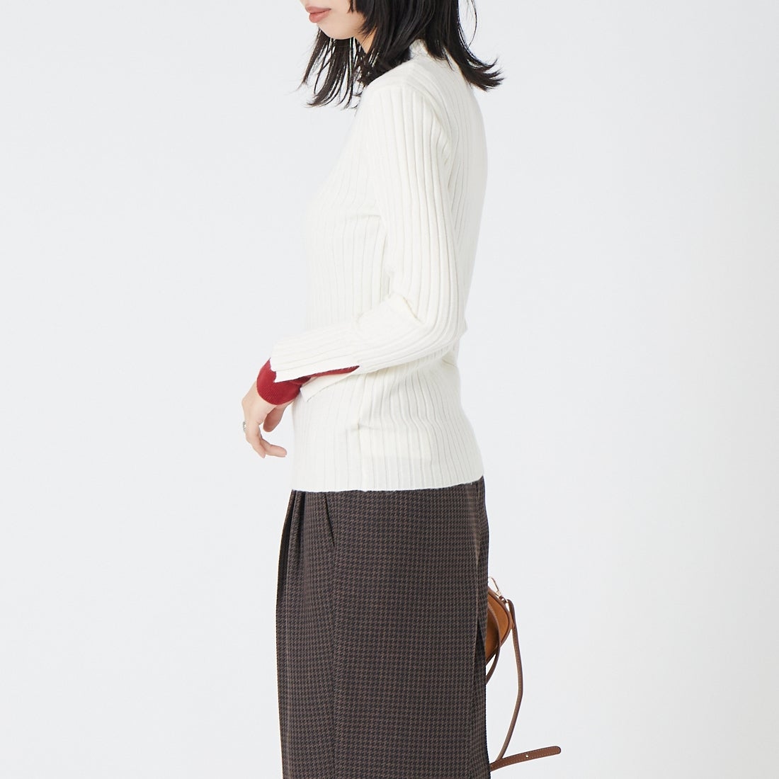 Jf Ready Made [ジェイエフレディメイド] バイカラー リブニット [929-16010] ｱｲﾎﾞﾘｰ &&モデル身長：162cm 着用サイズ：F&&
