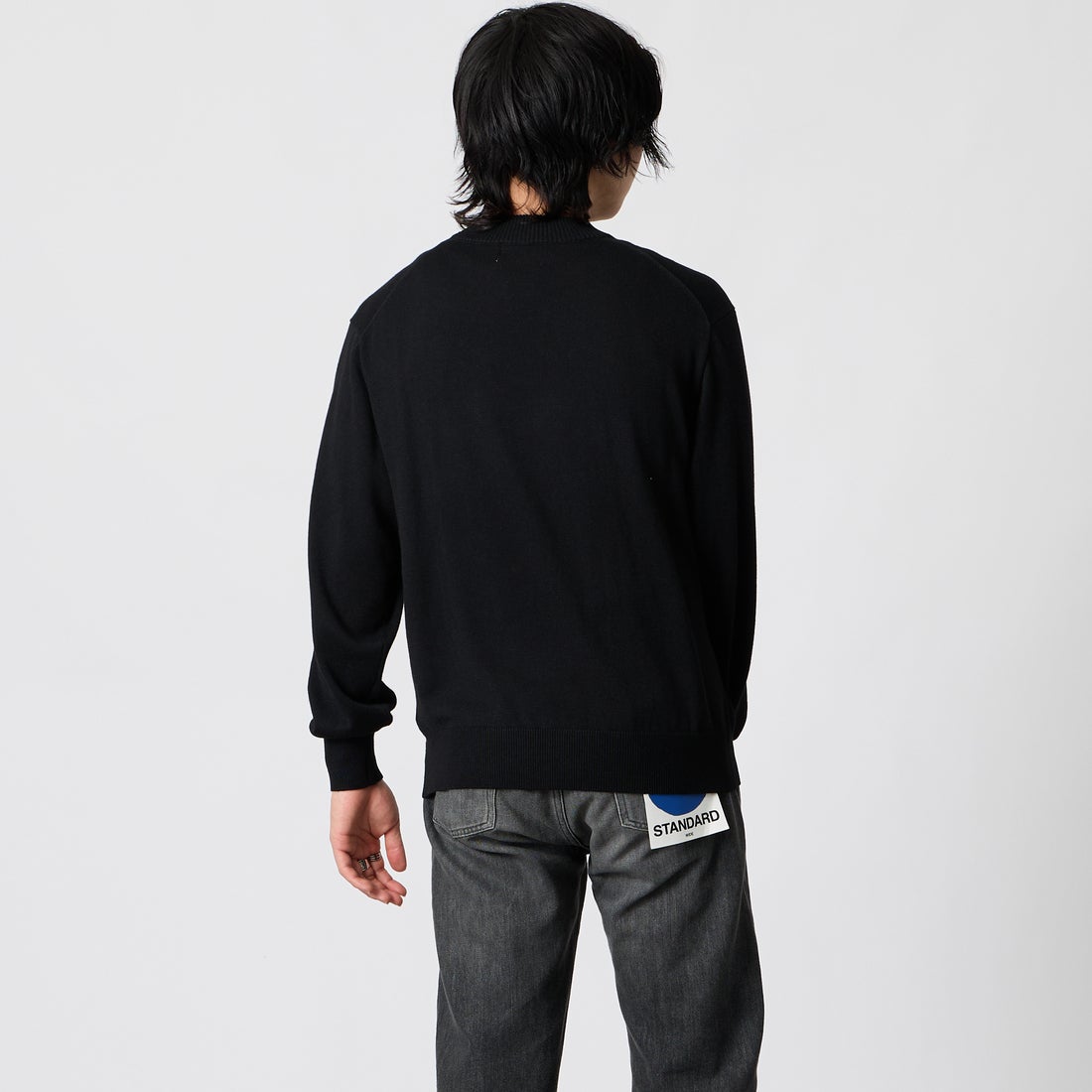 Jeans Factory Clothes [ジーンズファクトリークローズ] 12G メロウヤーン ハイネックニット [26522039] 005 BLACK &&モデル身長：177cm 着用サイズ：M&&