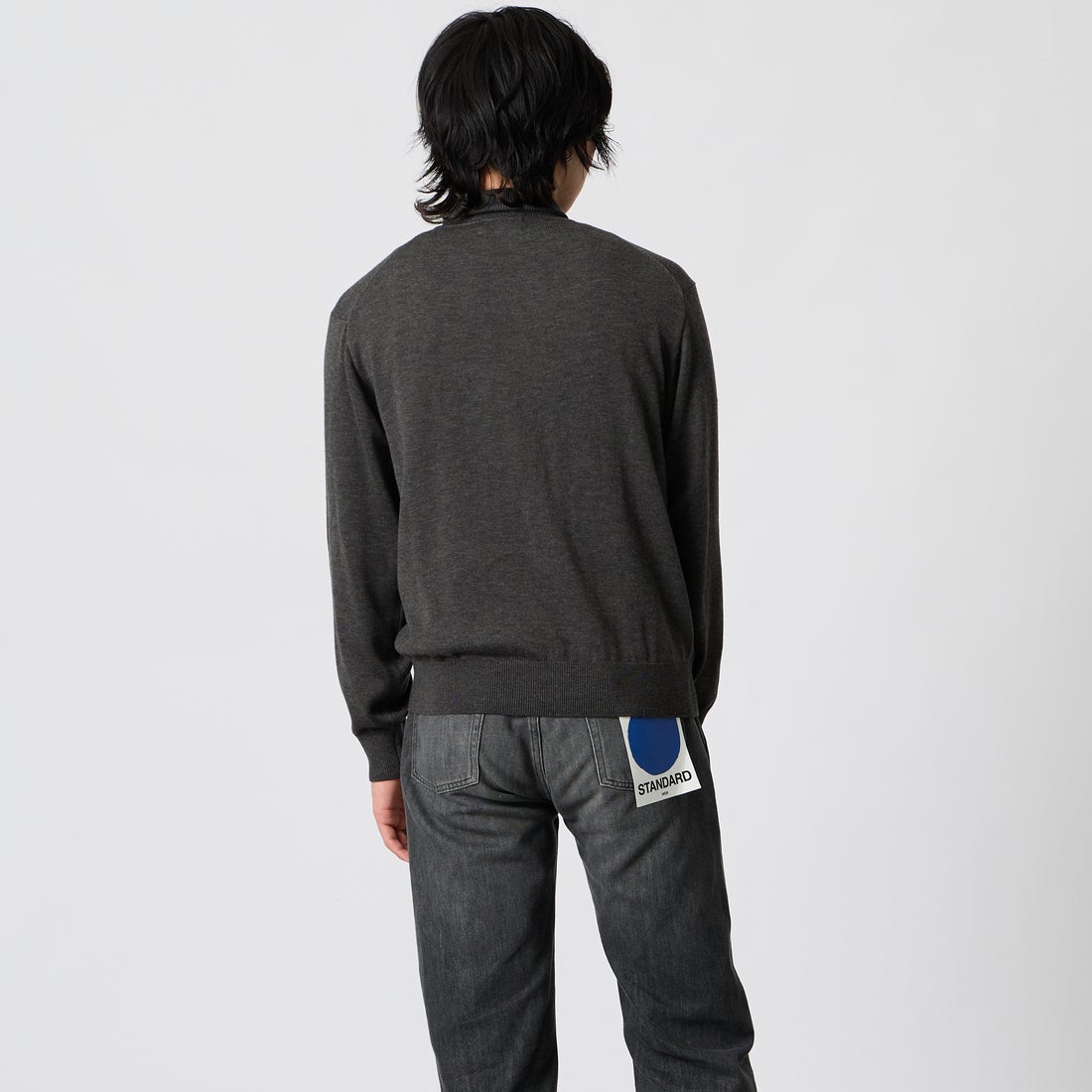 Jeans Factory Clothes [ジーンズファクトリークローズ] 12G メロウヤーン タートルネックニット [26522019] 004 CHARCO &&モデル身長：177cm 着用サイズ：M&&
