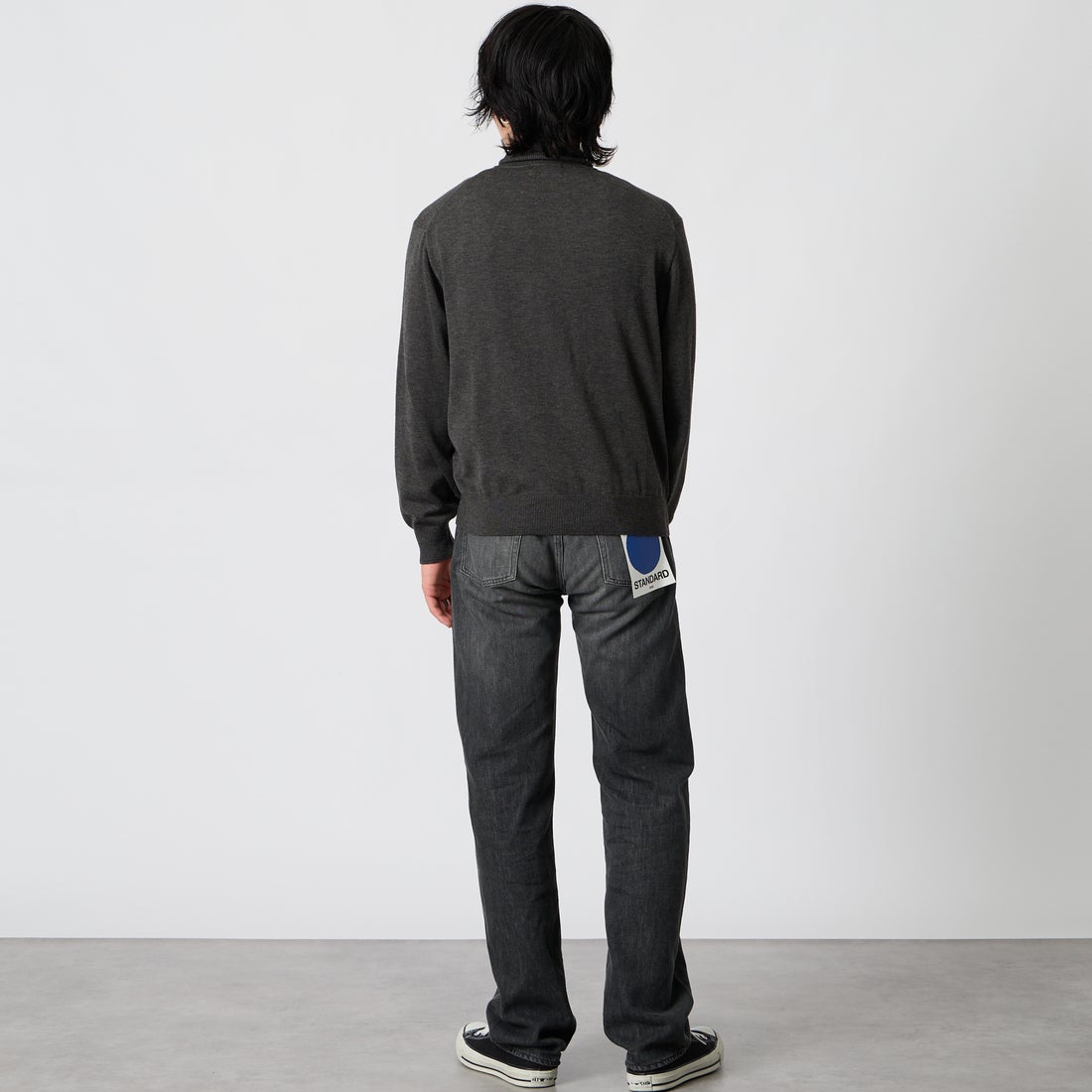 Jeans Factory Clothes [ジーンズファクトリークローズ] 12G メロウヤーン タートルネックニット [26522019] 004 CHARCO &&モデル身長：177cm 着用サイズ：M&&
