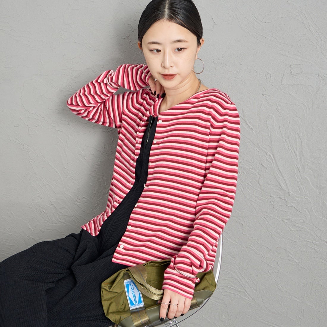 PINK STRIP&&モデル身長：150cm 着用サイズ：0&&