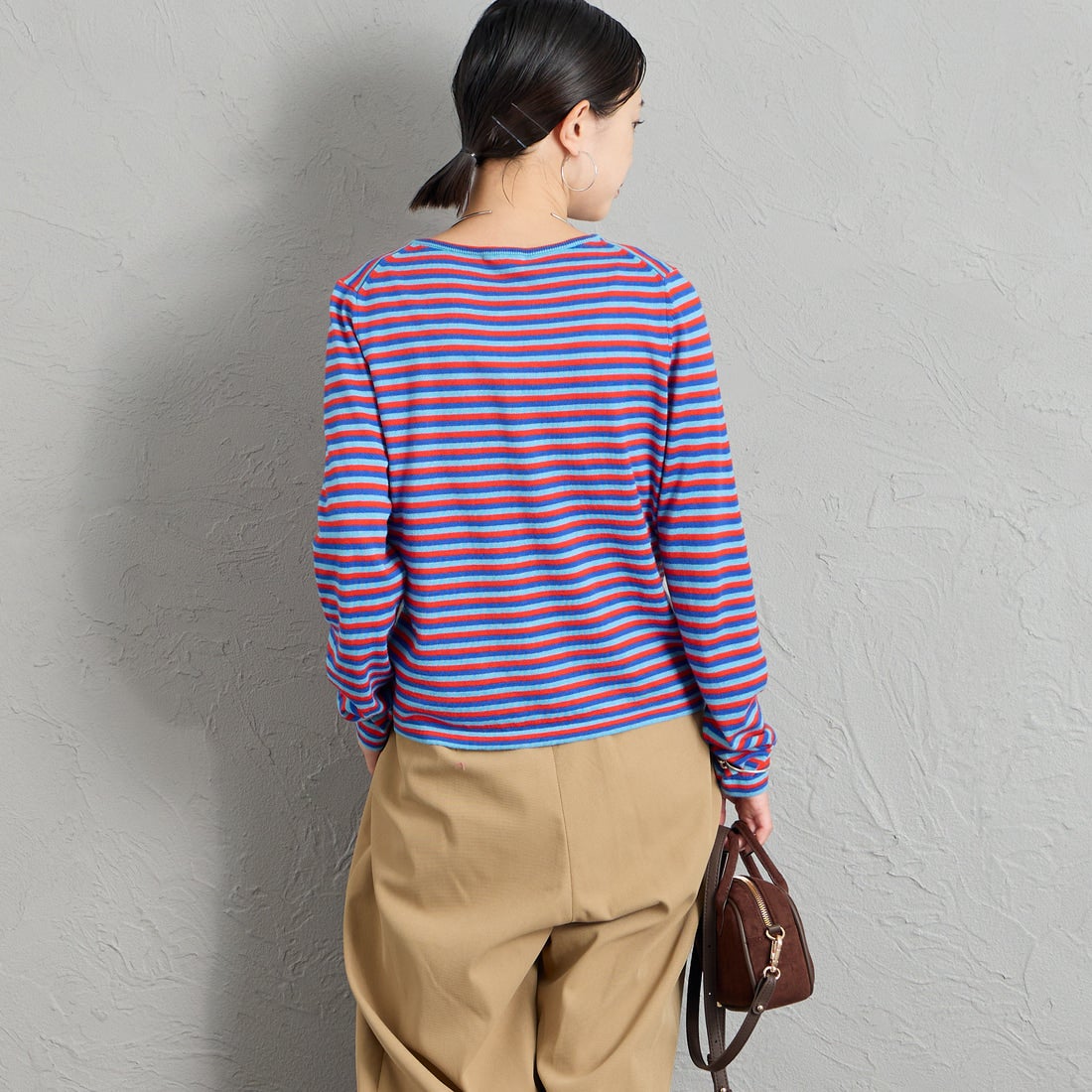 RYE TENDER [ライテンダー] 別注 マルチボーダーカーディガン [101452620-JF] BLUE STRIP &&モデル身長：150cm 着用サイズ：0&&