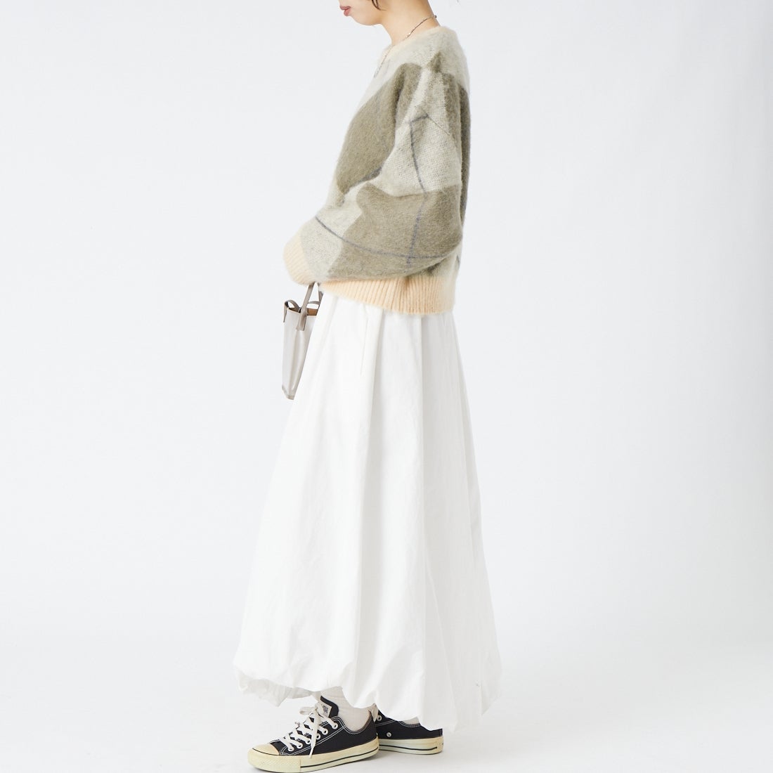 USINE [ユジーヌ] アーガイルモヘアニット [11269847] ｵﾌ &&モデル身長：162cm 着用サイズ：F&&