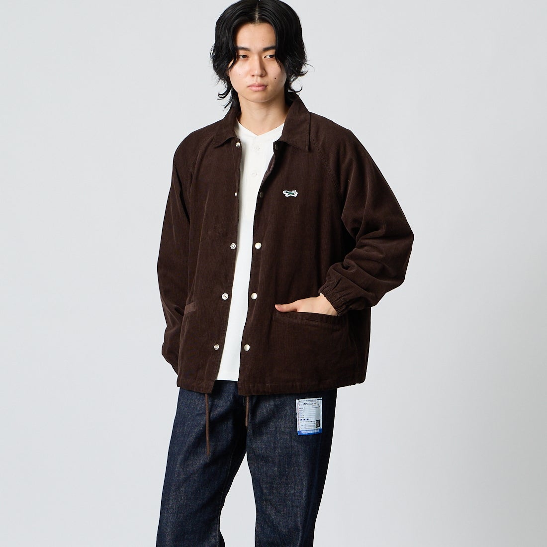 THE FOX [ザフォックス] 別注 コーデュロイコーチジャケット [PN26F002-JF] DK.BROWN &&モデル身長：177cm 着用サイズ：M&&