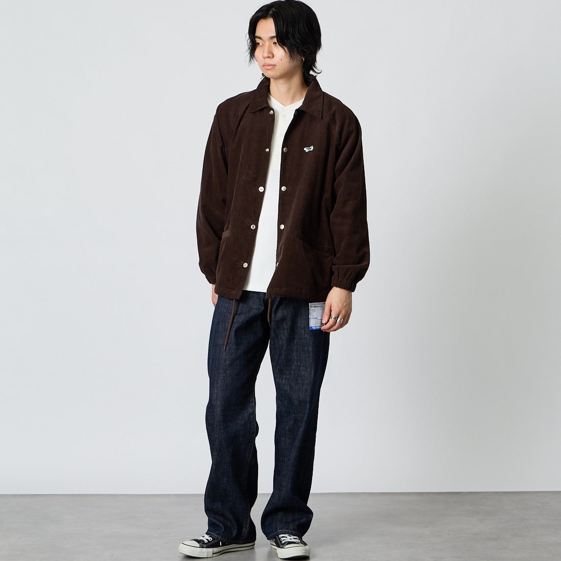 THE FOX [ザフォックス] 別注 コーデュロイコーチジャケット [PN26F002-JF] DK.BROWN &&モデル身長：177cm 着用サイズ：M&&