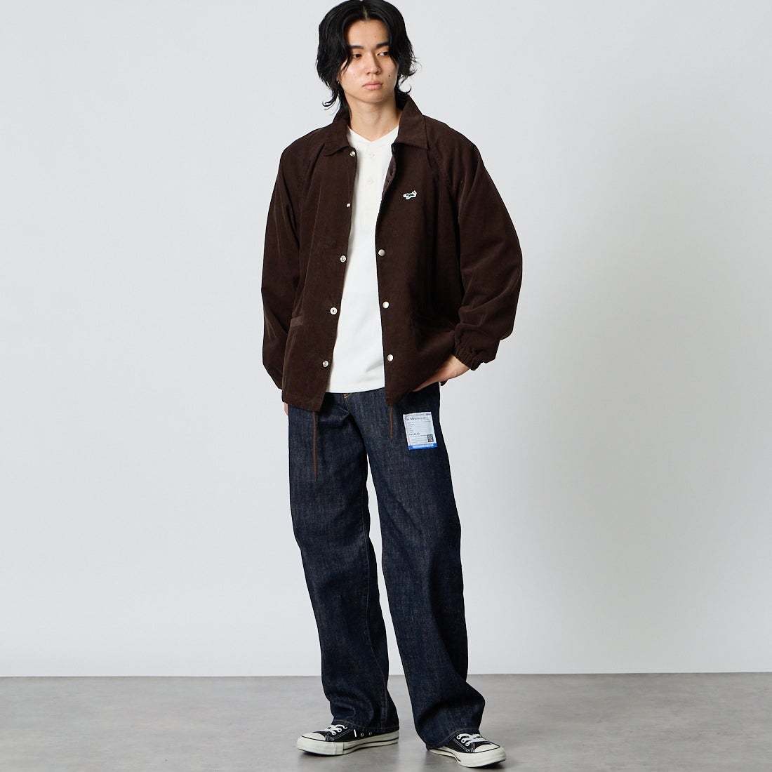 THE FOX [ザフォックス] 別注 コーデュロイコーチジャケット [PN26F002-JF] DK.BROWN &&モデル身長：177cm 着用サイズ：M&&