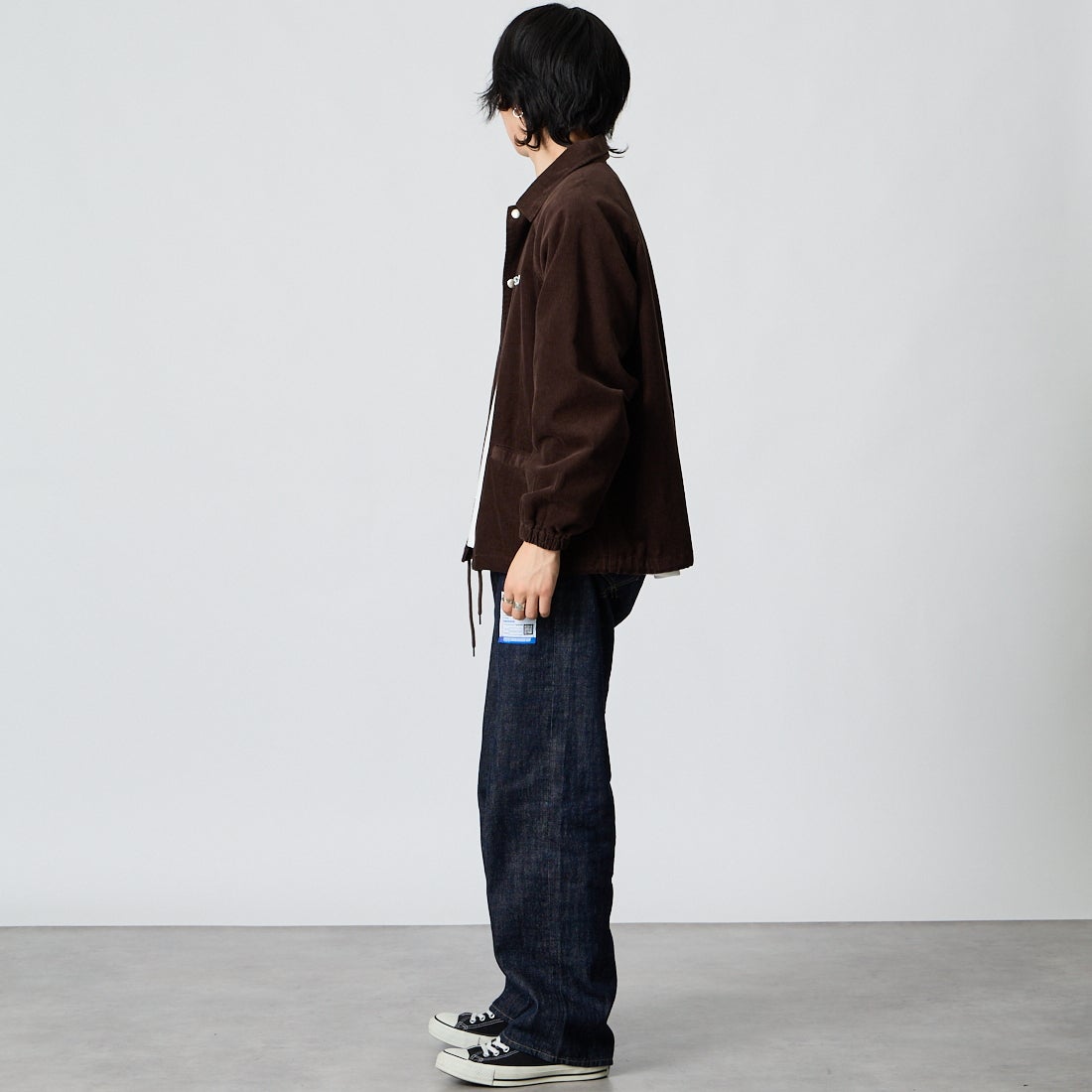 THE FOX [ザフォックス] 別注 コーデュロイコーチジャケット [PN26F002-JF] DK.BROWN &&モデル身長：177cm 着用サイズ：M&&