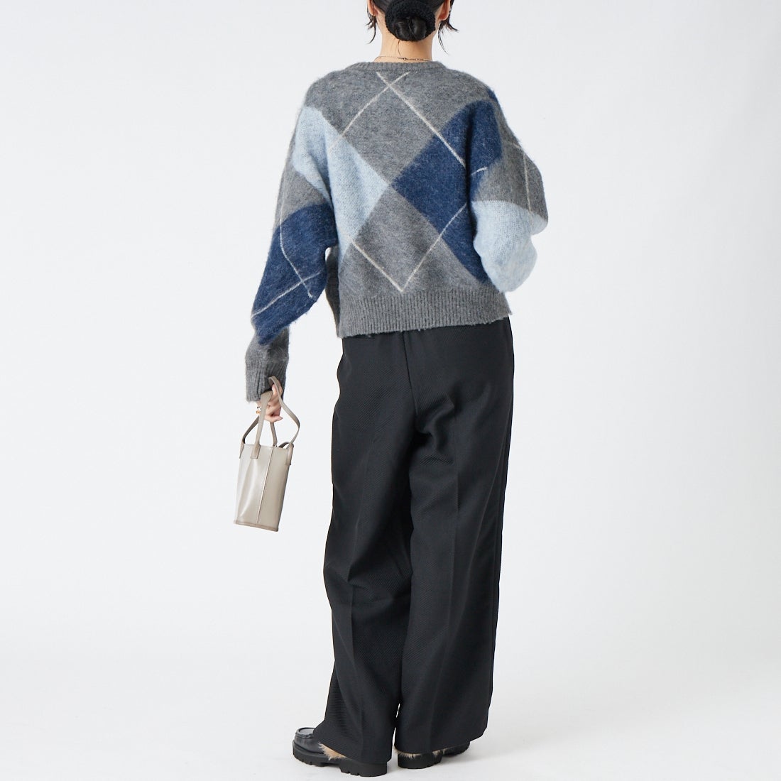 USINE [ユジーヌ] イージーケアウールライク2タックワイドパンツ [21269059] ﾌﾞﾗｯｸ &&モデル身長：162cm 着用サイズ：36&&