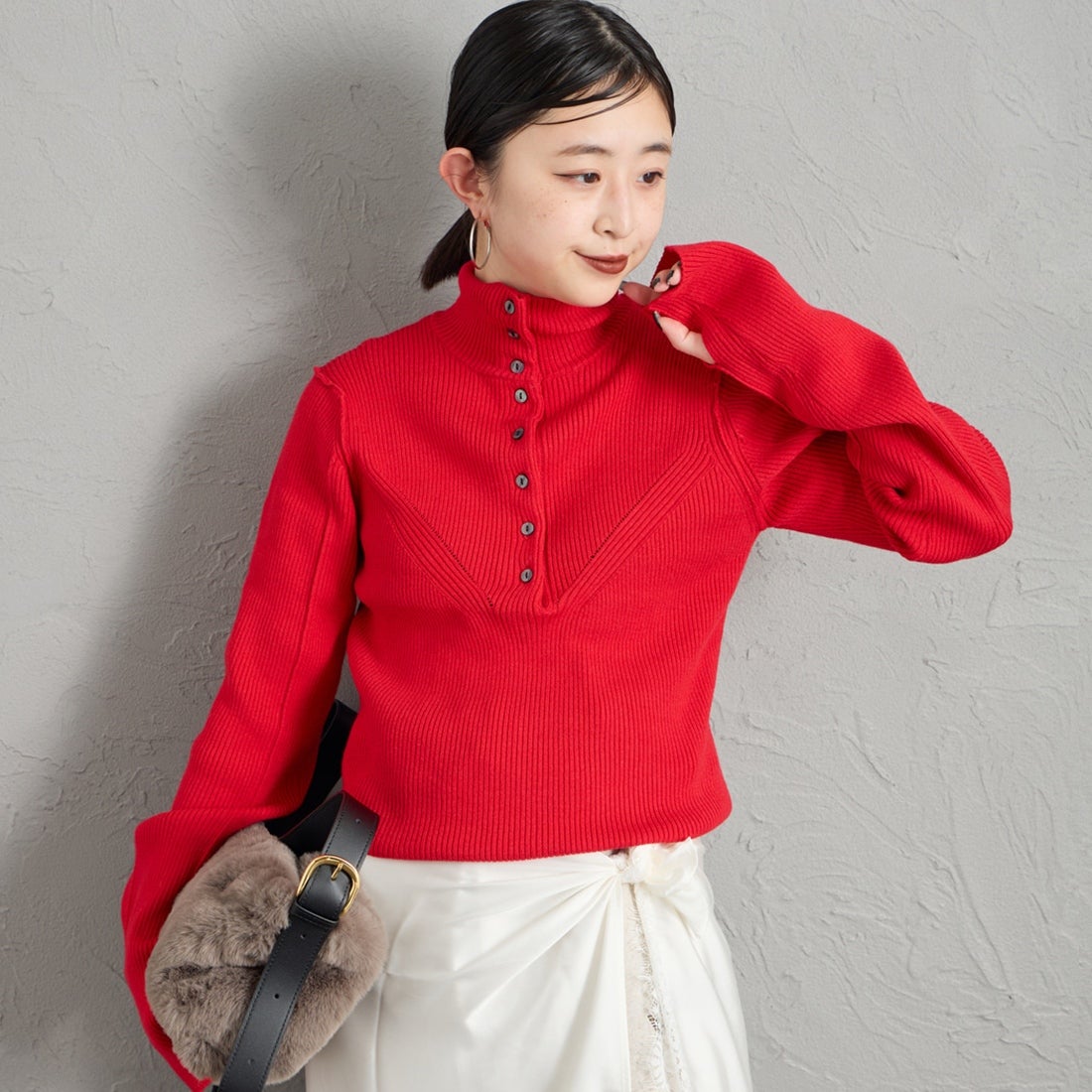 46 RED&&モデル身長：150cm 着用サイズ：F&&