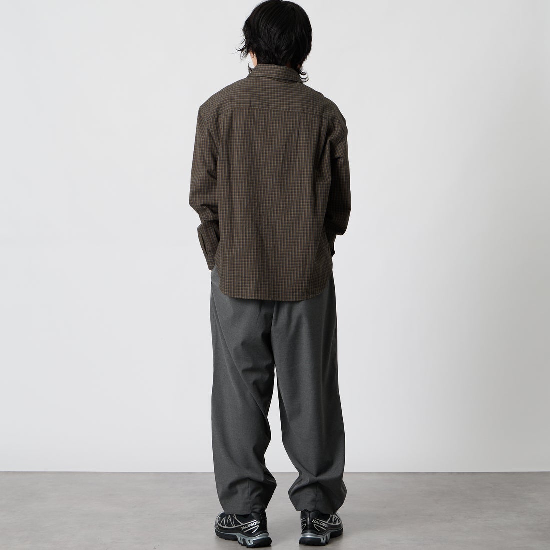SLICK [スリック] フランネルクラシックチェック レギュラーカラーシャツ [5120330] 500 BROWN &&モデル身長：177cm 着用サイズ：1&&