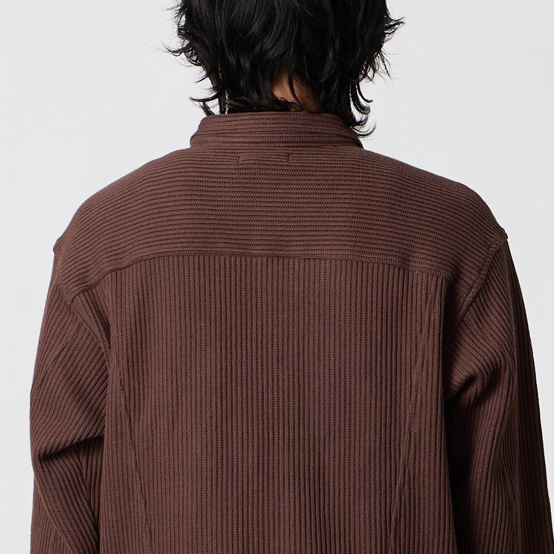SLICK [スリック] クォーターゲージリブニット トラッカージャケット [5110333] 500 BROWN &&モデル身長：177cm 着用サイズ：1&&