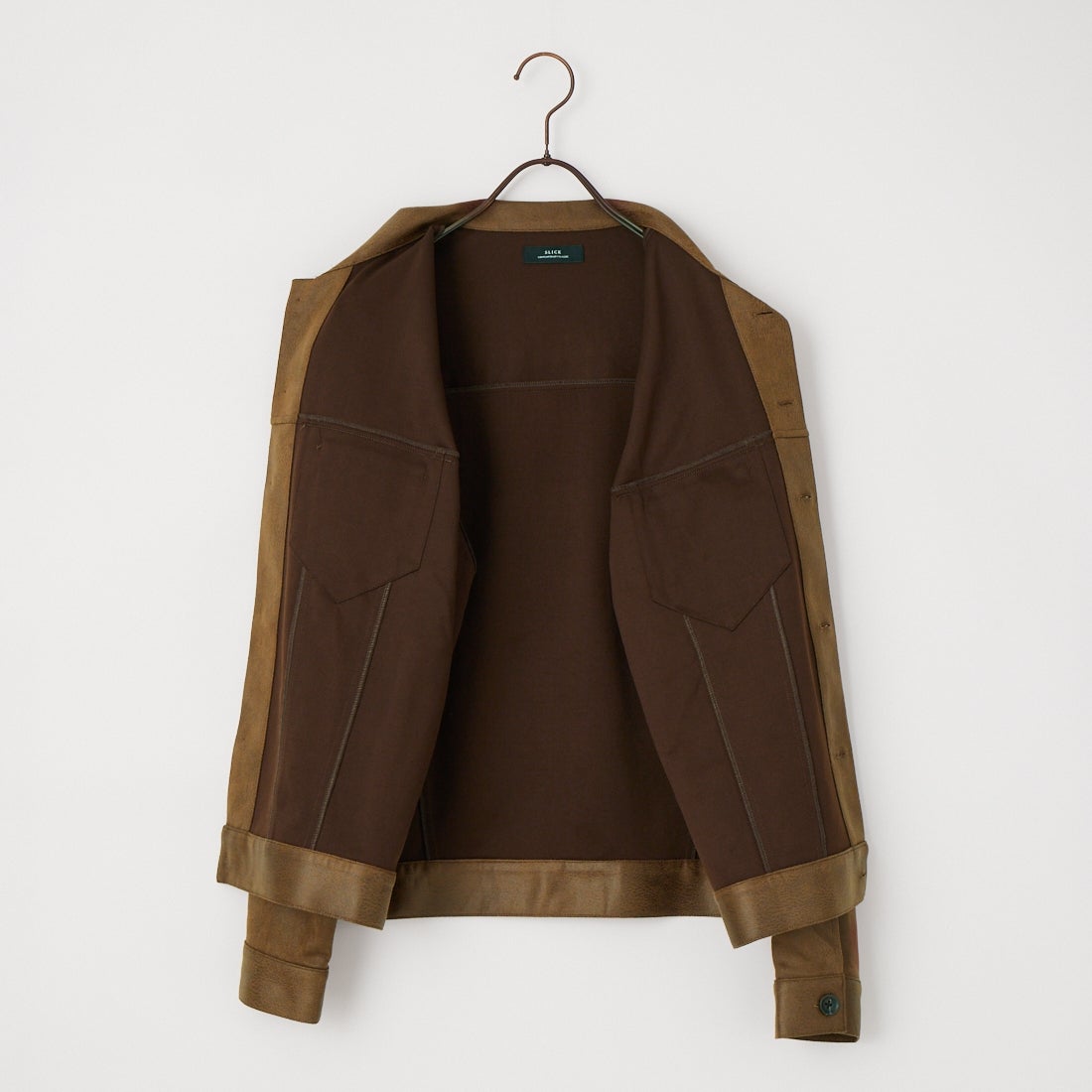 SLICK [スリック] ダブルクロスシンセティックレザー トラッカーシャツジャケット [5120328] 500 BROWN
