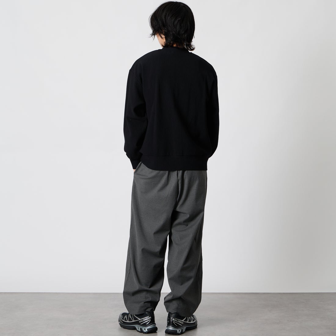 SLICK [スリック] T/Rストレッチギャバジン ツータックバルーンパンツ [5160314] 805 CHARCO &&モデル身長：177cm 着用サイズ：1&&